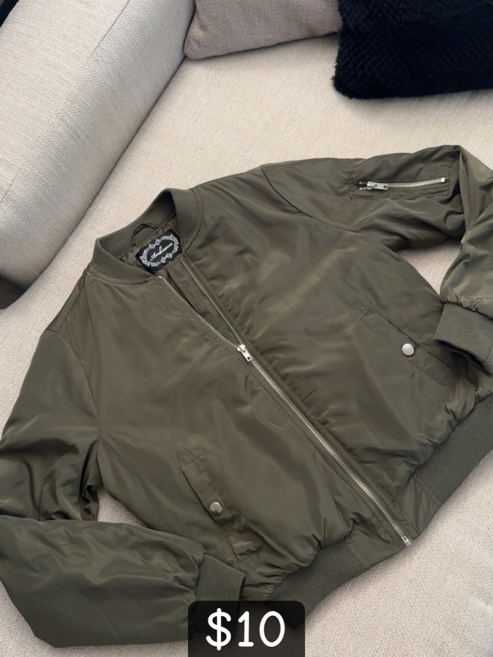 Womens Olive Bomber Jacket - Unbranded